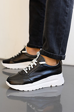 Женские кроссовки кожаные весенние черные - #8019419