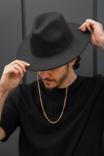 Herren-Fedora-Hut mit Kette, Schwarz - #8056430