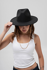 Damski kapelusz fedora bez łańcuszka, czarny - #8056431
