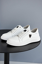Мужские кроссовки кожаные весенние белые - #8019443