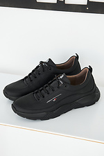 Мужские кроссовки кожаные весенние черные - #8019446
