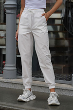Weiße Damen-Jogginghose aus Baumwoll-Regenmantelstoff - #8034448