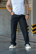 Мужские джинсы оверсайз прямого кроя baggy из плотного денима, черные - #8034459