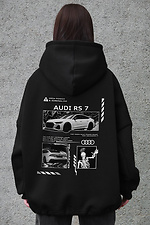 Czarna damska bluza oversize z flisu z kapturem i nadrukiem Audi RS7 - #8056464