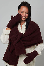 Жіночий букльований шарф бордового кольору - #4496465