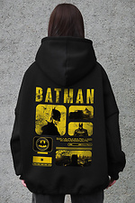 Czarna damska bluza oversize z flisu z kapturem i nadrukiem Batman - #8056468