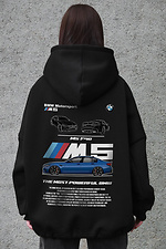 Czarna damska bluza oversize z flisu z kapturem i nadrukiem BMW M5 F90 - #8056470