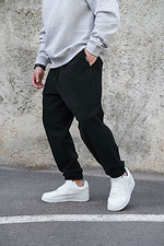 Męskie ciepłe polarowe spodnie sportowe Joggers Port Black - #8055479