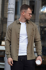 Men's classic solid color shirt Tencel Comfort Olive - #8034480