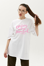 Oversized white t-shirt Enjoy every moment - #9001485