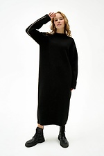 Kaptur black dress with decorative kemel stripe - #4038504