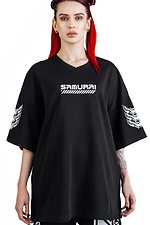 Women's t-shirt-kimono oversized cut with prints "Arasaka" - #8037512
