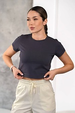 Kurzes Damen-T-Shirt aus Baumwolle, Basic Graphit - #8034524