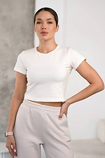 Kurzes Damen-T-Shirt aus Baumwolle, Basic Weiß - #8034526