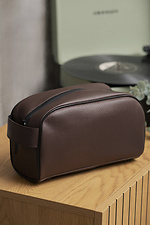 Leather Cosmetic Bag Travel Bag Necessaire Cosmetic Brown - #8049536