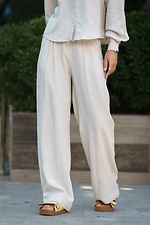 Женские брюки летние льняные Tencel Linen Бежевые - #8034547