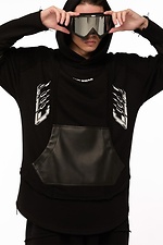 Kapuzenpullover mit Kunstledereinsätzen „SM-2414“ - #8037578