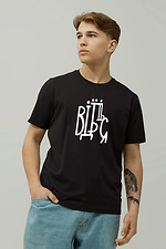 Футболка чорного кольору з принтом "ВІД**СЯ" - #9001590