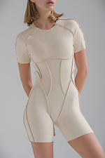 Damen Push-Up Open Back Sport Jumpsuit Retrit Weiß - #8049591