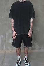 Мужская Вываренная Оверсайз Футболка Washed Black - #8049594