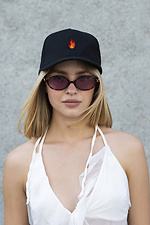 Damen Cap Trucker Baseball Cap mit Feuer Schwarz Print - #8049748