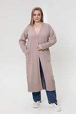 Women's knitted long cardigan in beige color - #4038817