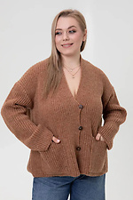 Women's knitted cardigan in light brown color - #4038825
