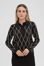 Women's knitted polo jumper in black color - #4038834