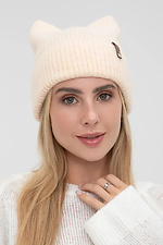 Damenstrickmütze mit Ohren, beige - #4038843
