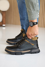 Męskie skórzane buty zimowe w kolorze czarnym - #8019882