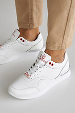 Skórzane sneakersy damskie w kolorze wiosna-jesień w kolorze białym - #8019890