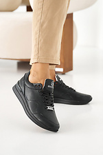 Жіночі кросівки шкіряні весняно-осінні чорні - #8019892