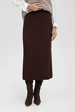 Women's knitted brown pleated skirt - #4038893