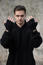 Чоловічі теплі зимові міхові перчатки рукавиці без пальців 7-52А  UGC Black - #8055902