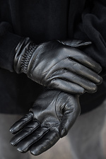 Чоловічі шкіряні теплі зимові сенсорні перчатки рукавиці 1-59 Tomy Black - #8055908