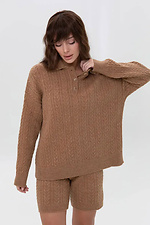 Damenstrickpullover mit Knopfleiste, dunkelbeige - #4038939