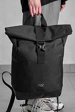 Damen-Schulrucksack Rolltop ohne Druck 1702 Schwarz - #8049991