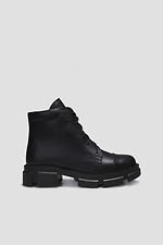 Czarne, skórzane buty zimowe - #4205999