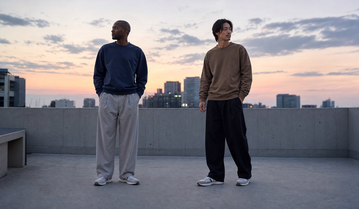 Zwei sommerliche Streetwear-Looks mit Rooftop-Sweatshirts