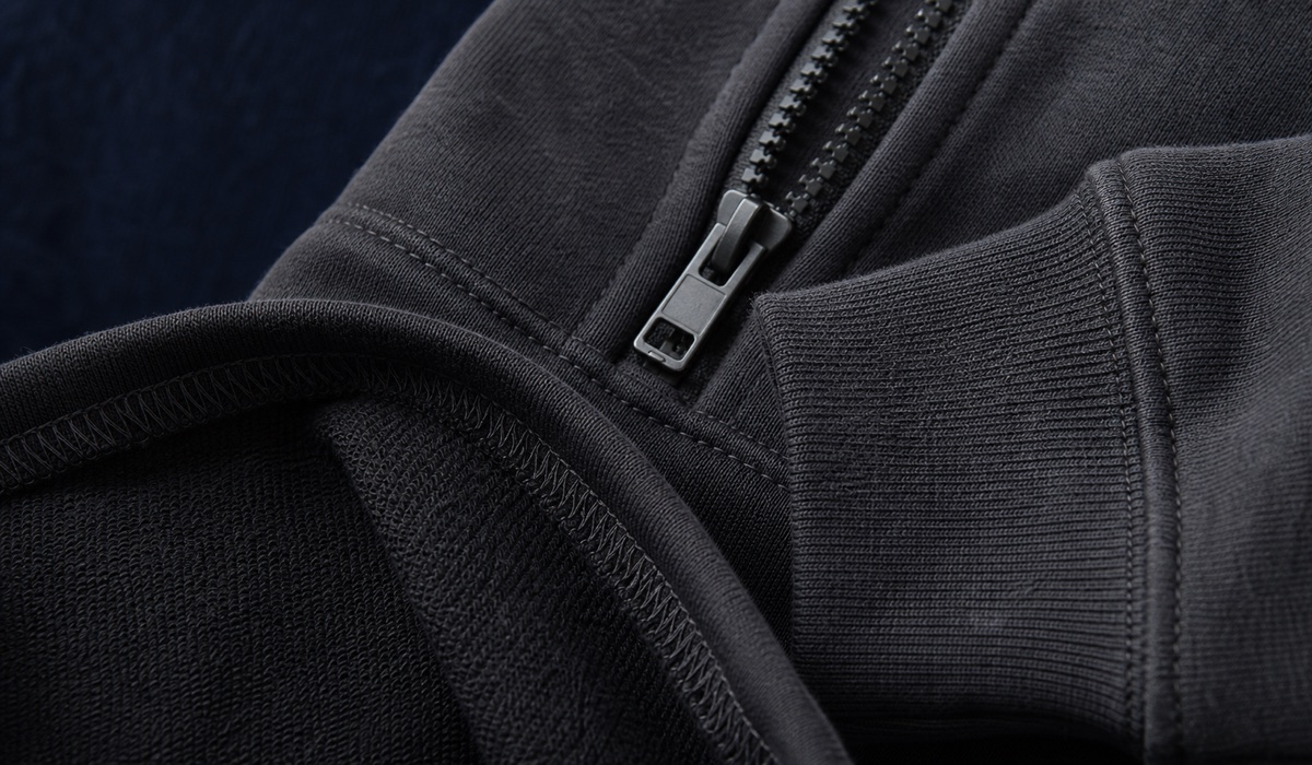 Texture of fine fabric and smooth stitching of streetwear-speech