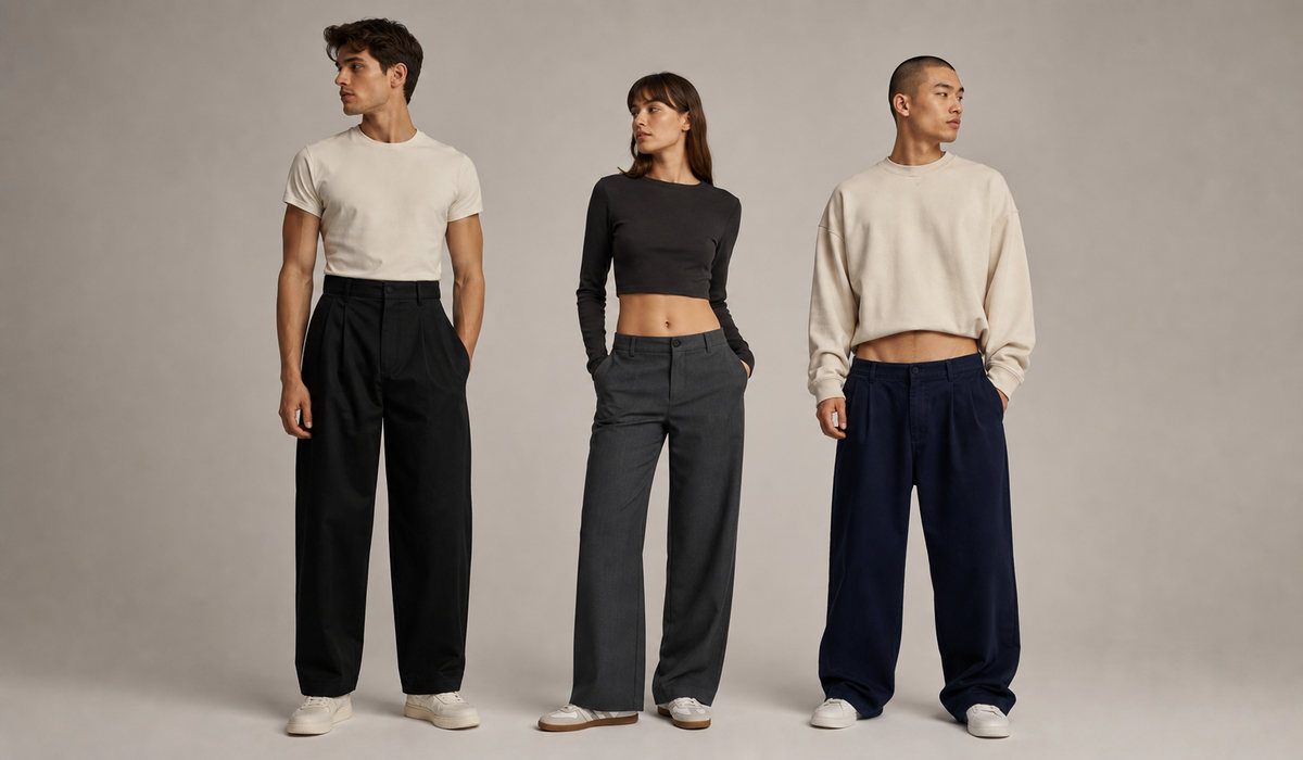 Hosen mit hohem, mittlerem und niedrigem Bund im Streetwear-Look