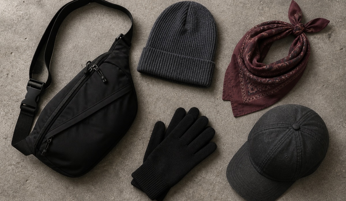 Streetwear аксесуари на осінь і зиму: бейсболка, шапка, бандана та сумка через плече